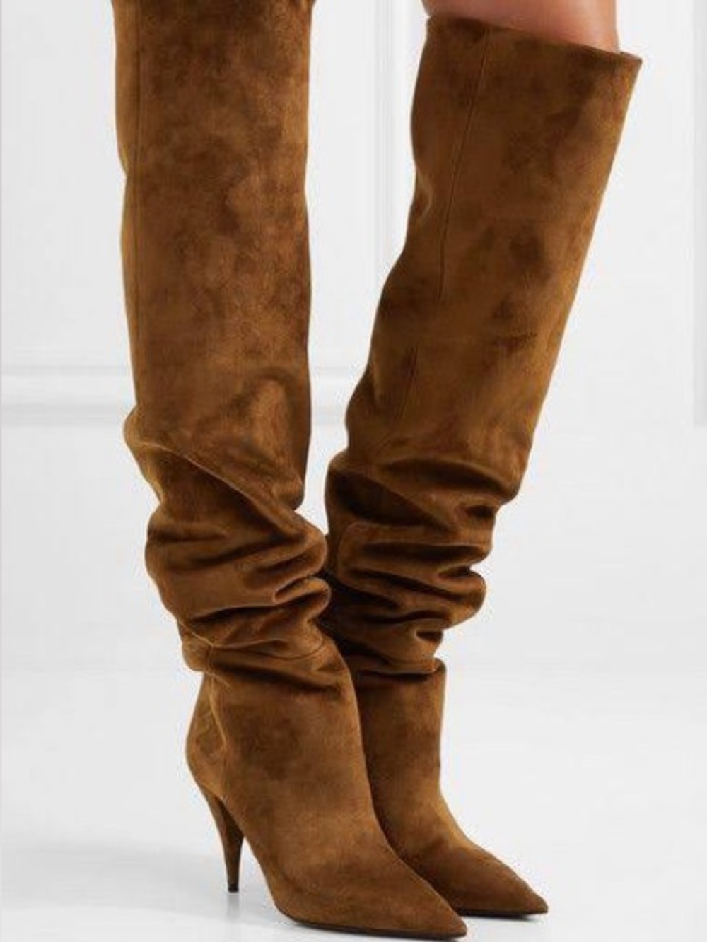 Saint Laurent Kiki Brown Suede Over-the-Knee Boots